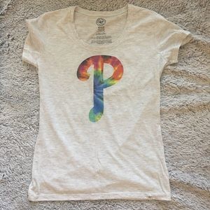 Light Gray Phillies Tie Dye “P” T-Shirt